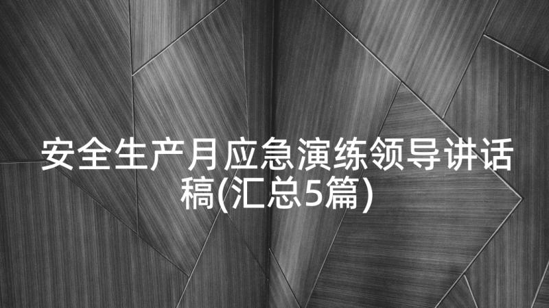 安全生产月应急演练领导讲话稿(汇总5篇)