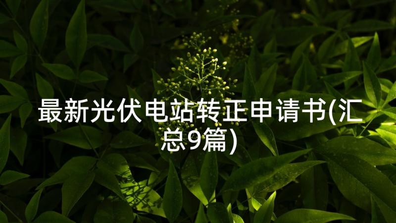 最新光伏电站转正申请书(汇总9篇)