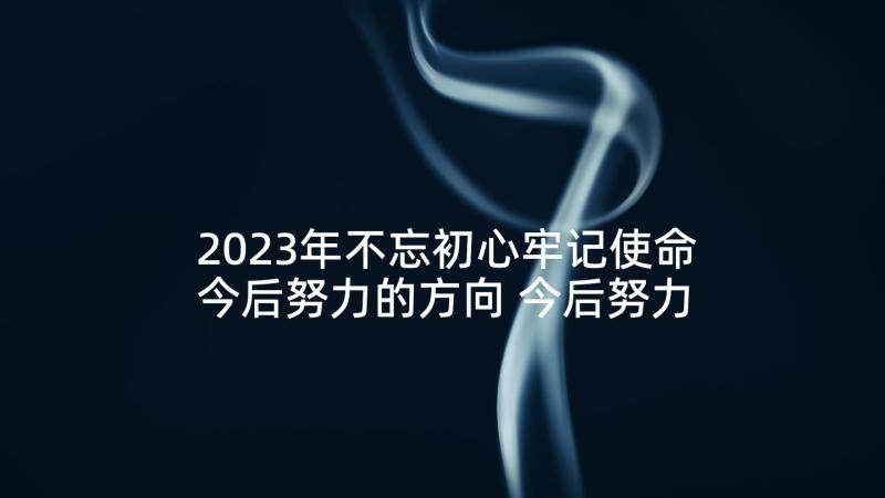 2023年不忘初心牢记使命今后努力的方向 今后努力工作方向心得体会(精选5篇)