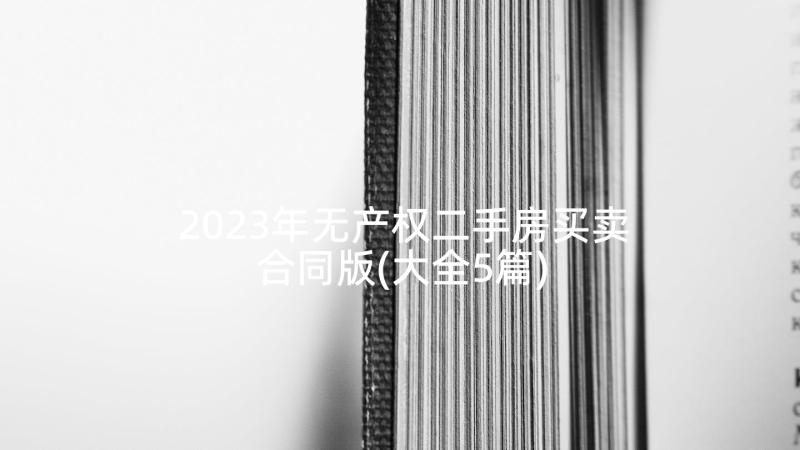 2023年无产权二手房买卖合同版(大全5篇)