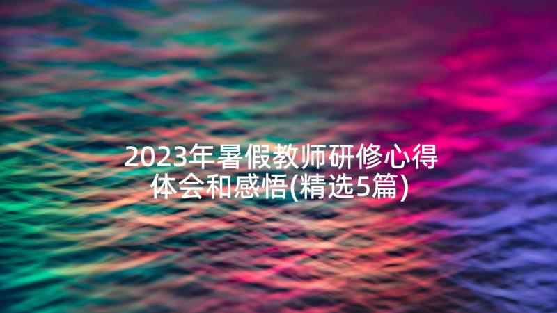 2023年暑假教师研修心得体会和感悟(精选5篇)