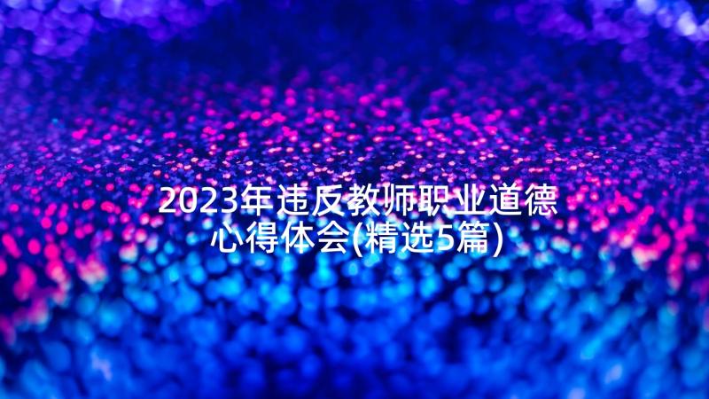 2023年违反教师职业道德心得体会(精选5篇)