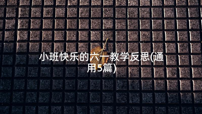 小班快乐的六一教学反思(通用5篇)