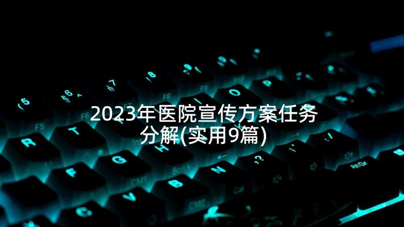 2023年医院宣传方案任务分解(实用9篇)