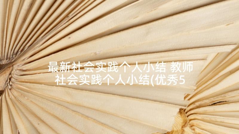 最新社会实践个人小结 教师社会实践个人小结(优秀5篇)