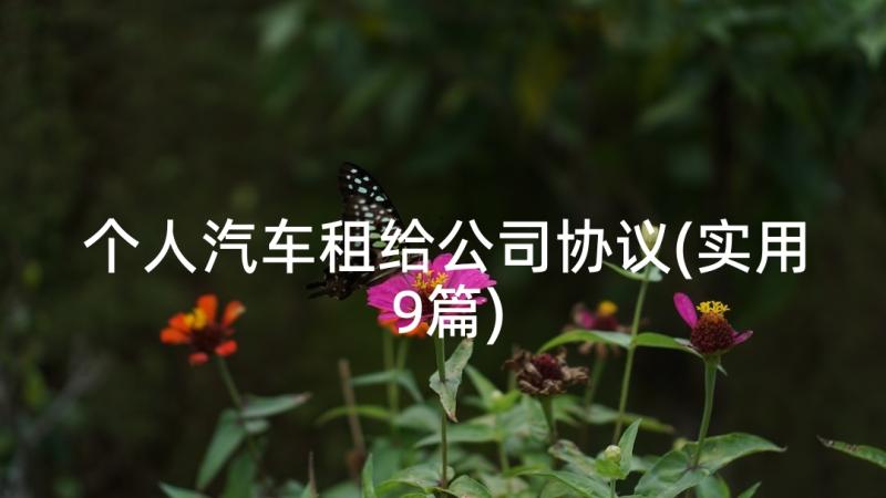 个人汽车租给公司协议(实用9篇)