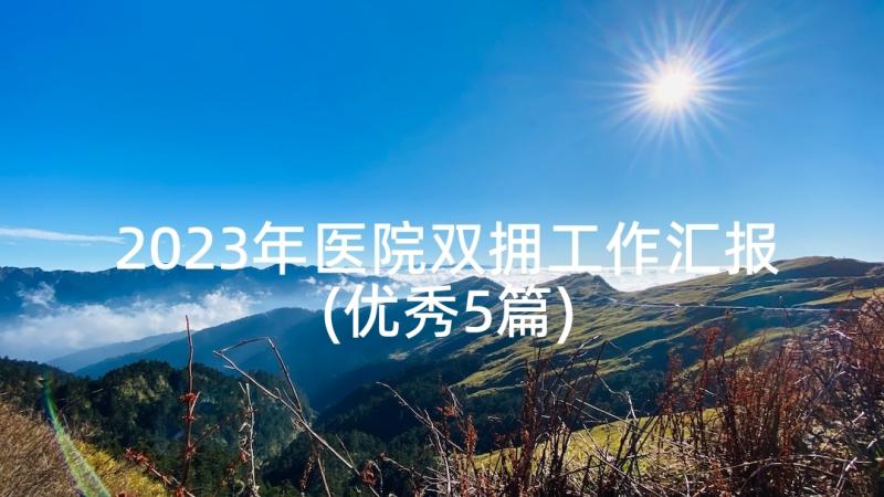 2023年医院双拥工作汇报(优秀5篇)