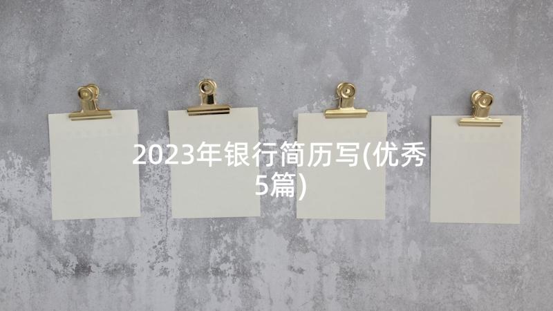 2023年银行简历写(优秀5篇)