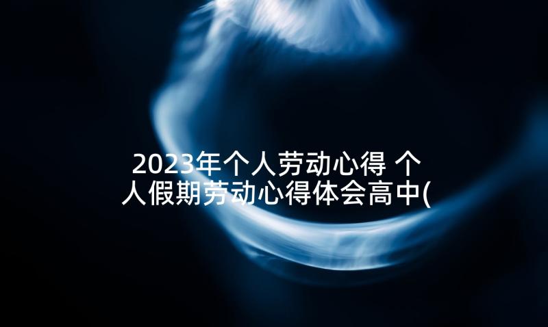 2023年个人劳动心得 个人假期劳动心得体会高中(精选9篇)