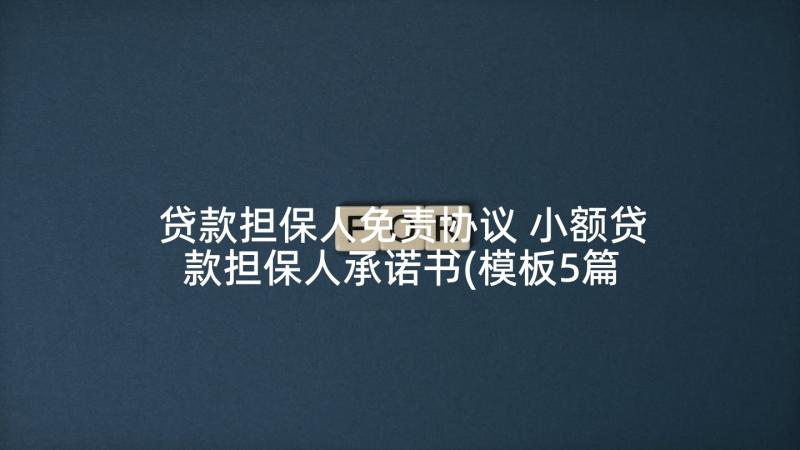 贷款担保人免责协议 小额贷款担保人承诺书(模板5篇)