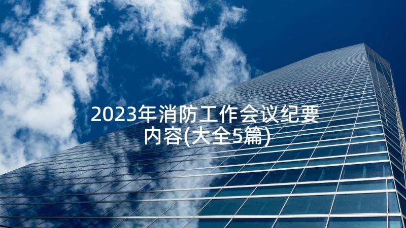 2023年消防工作会议纪要内容(大全5篇)