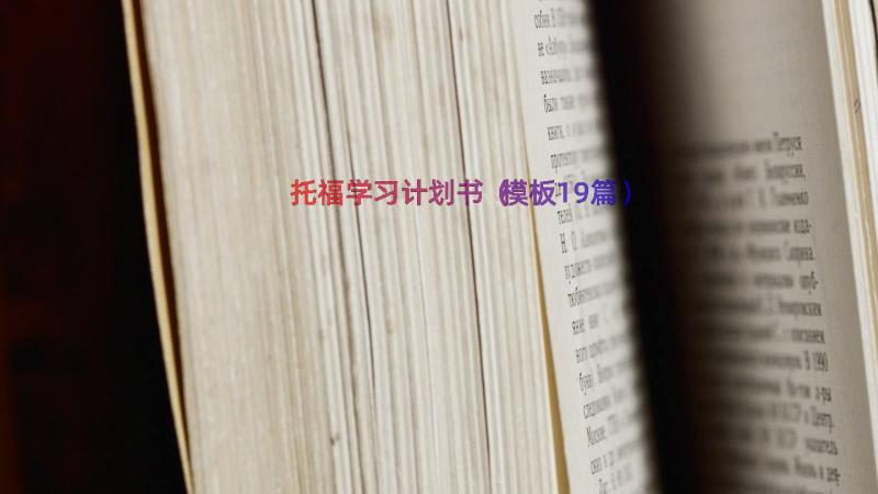 托福学习计划书（模板19篇）