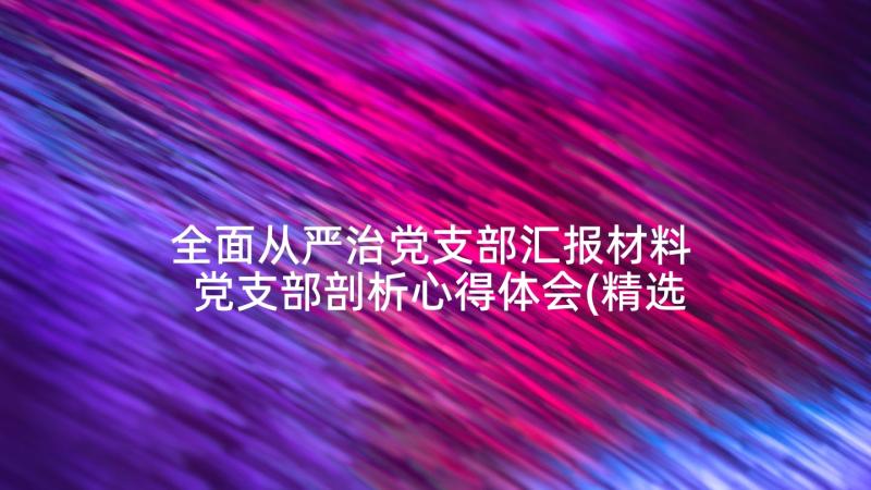 全面从严治党支部汇报材料 党支部剖析心得体会(精选5篇)