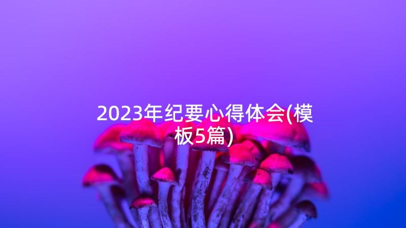 2023年纪要心得体会(模板5篇)