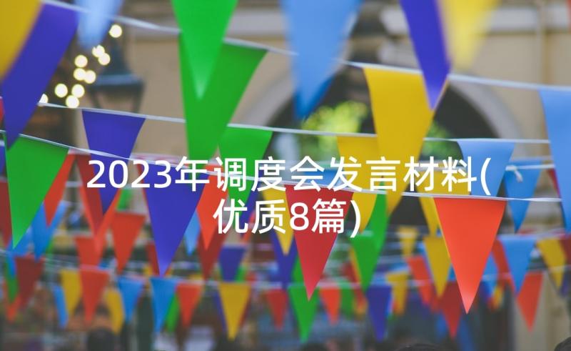 2023年调度会发言材料(优质8篇)