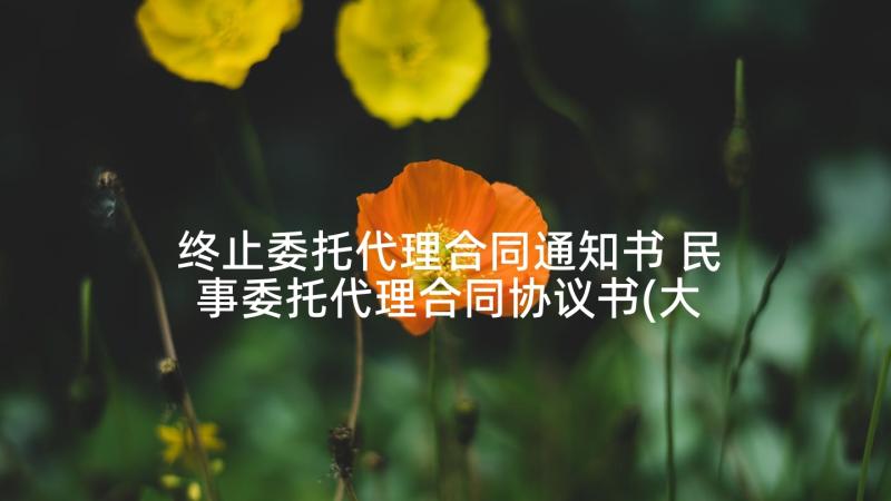 终止委托代理合同通知书 民事委托代理合同协议书(大全5篇)