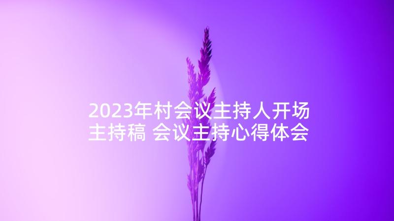 2023年村会议主持人开场主持稿 会议主持心得体会(实用7篇)