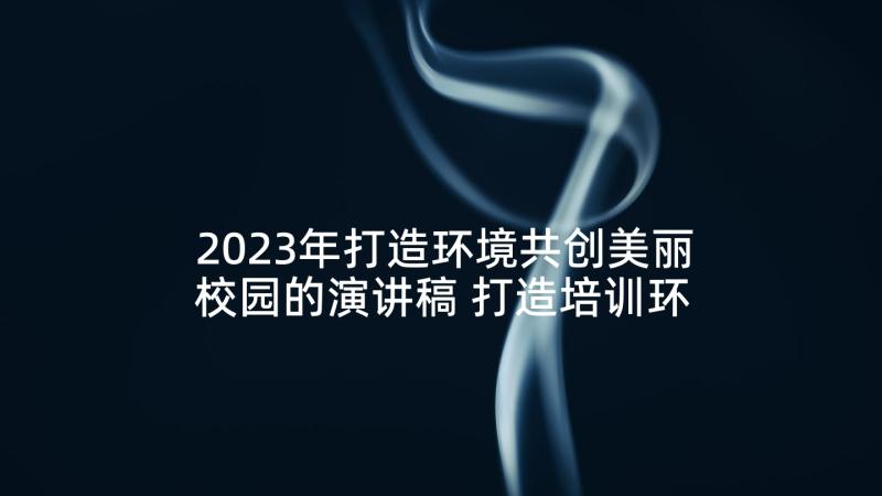 2023年打造环境共创美丽校园的演讲稿 打造培训环境心得体会(汇总5篇)