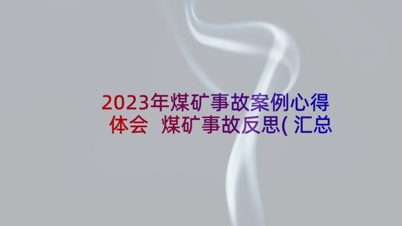 2023年煤矿事故案例心得体会 煤矿事故反思(汇总5篇)