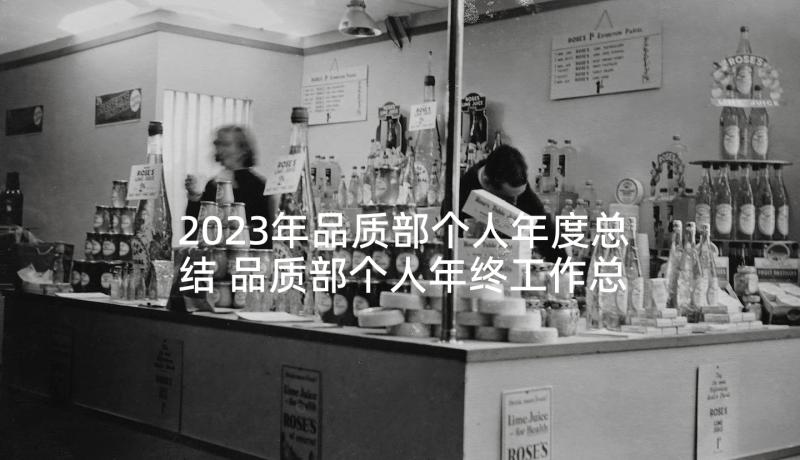 2023年品质部个人年度总结 品质部个人年终工作总结(精选5篇)