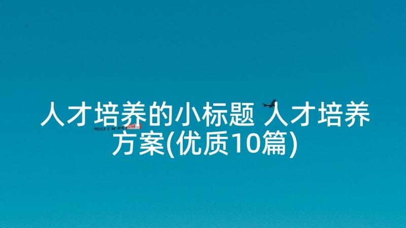 人才培养的小标题 人才培养方案(优质10篇)