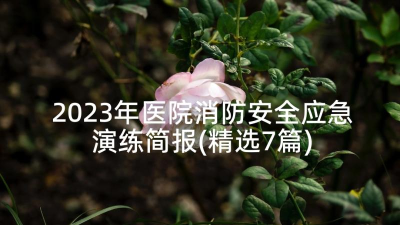 2023年医院消防安全应急演练简报(精选7篇)