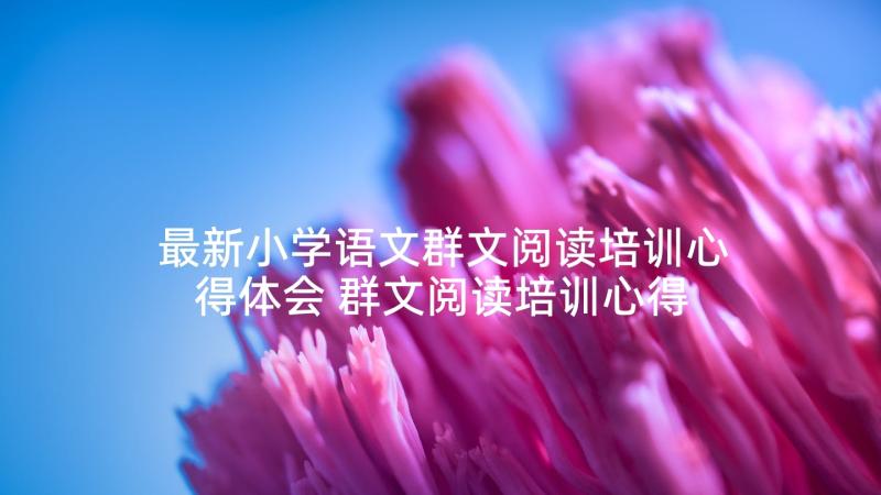 最新小学语文群文阅读培训心得体会 群文阅读培训心得体会(汇总5篇)