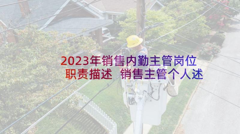 2023年销售内勤主管岗位职责描述 销售主管个人述职报告(优秀9篇)