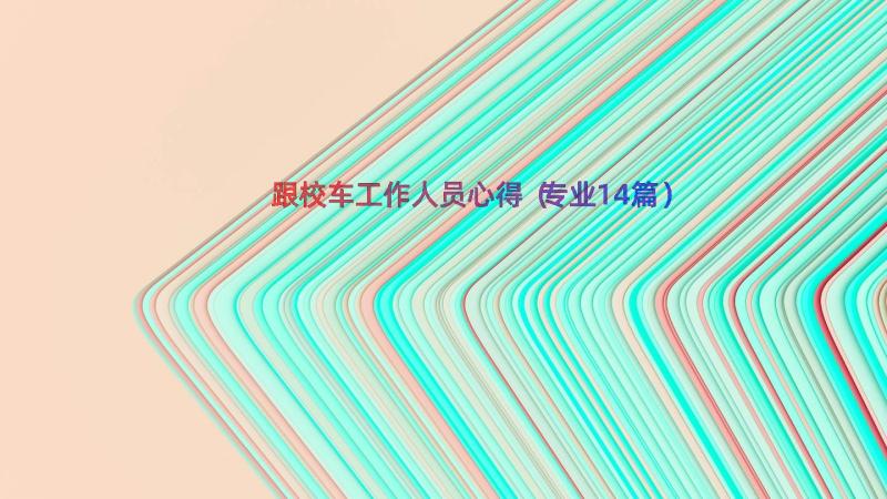 跟校车工作人员心得（专业14篇）