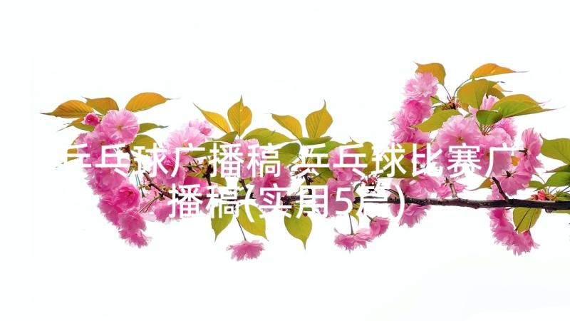 乒乓球广播稿 乒乓球比赛广播稿(实用5篇)