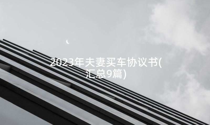 2023年夫妻买车协议书(汇总9篇)