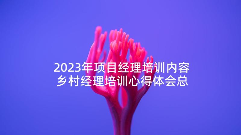 2023年项目经理培训内容 乡村经理培训心得体会总结(优质5篇)