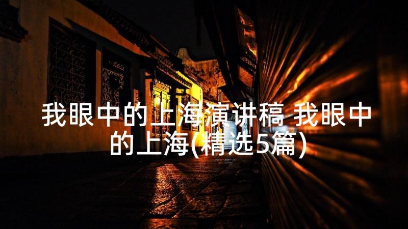 我眼中的上海演讲稿 我眼中的上海(精选5篇)