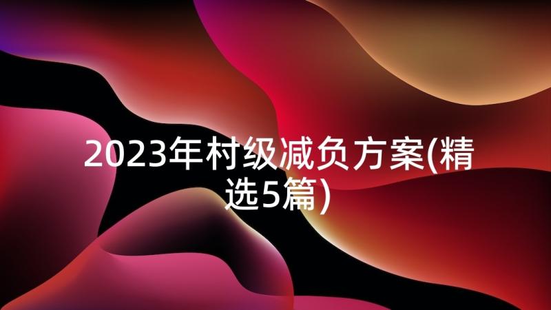 2023年村级减负方案(精选5篇)