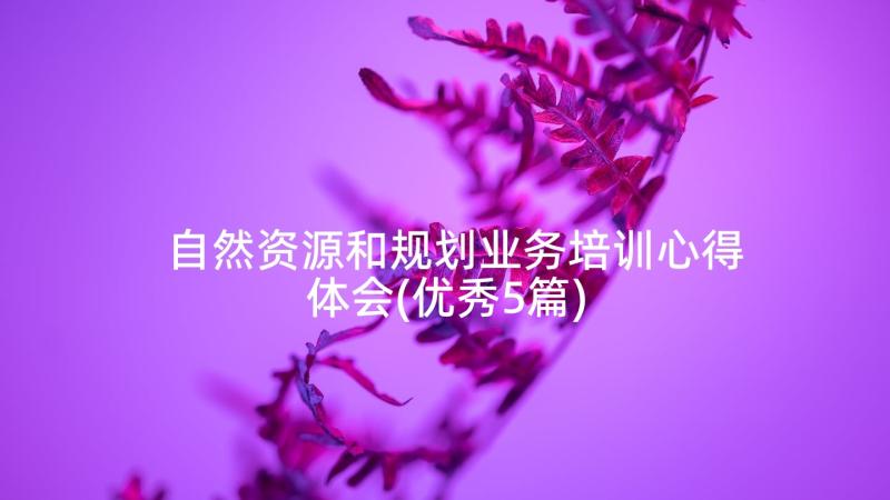 自然资源和规划业务培训心得体会(优秀5篇)