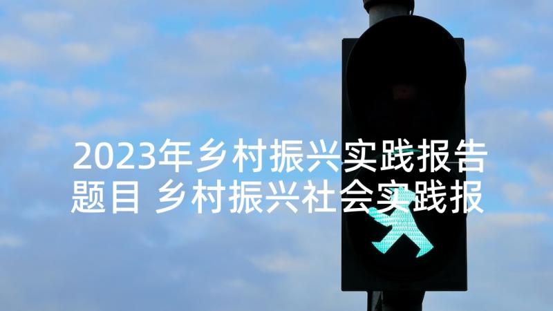 2023年乡村振兴实践报告题目 乡村振兴社会实践报告(大全8篇)