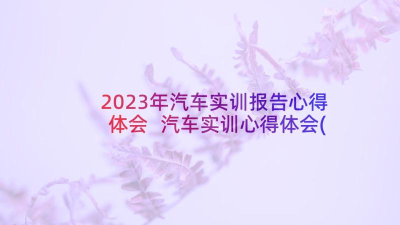 2023年汽车实训报告心得体会 汽车实训心得体会(优秀5篇)