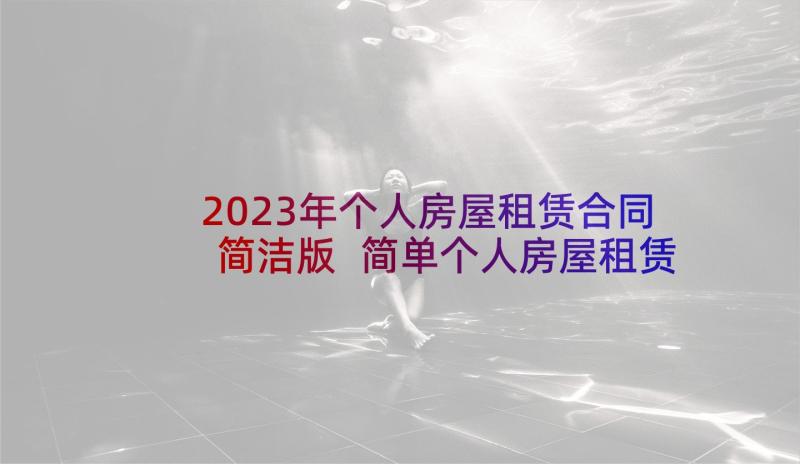 2023年个人房屋租赁合同简洁版 简单个人房屋租赁合同(精选6篇)