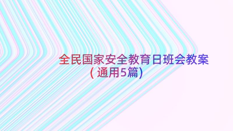 全民国家安全教育日班会教案(通用5篇)