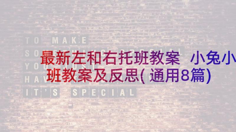 最新左和右托班教案 小兔小班教案及反思(通用8篇)