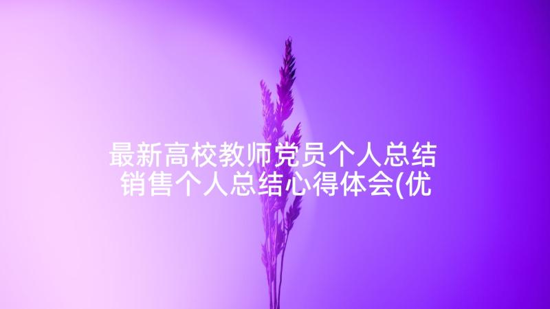 最新高校教师党员个人总结 销售个人总结心得体会(优质5篇)