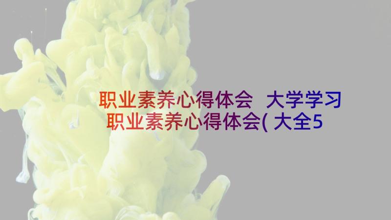 职业素养心得体会 大学学习职业素养心得体会(大全5篇)