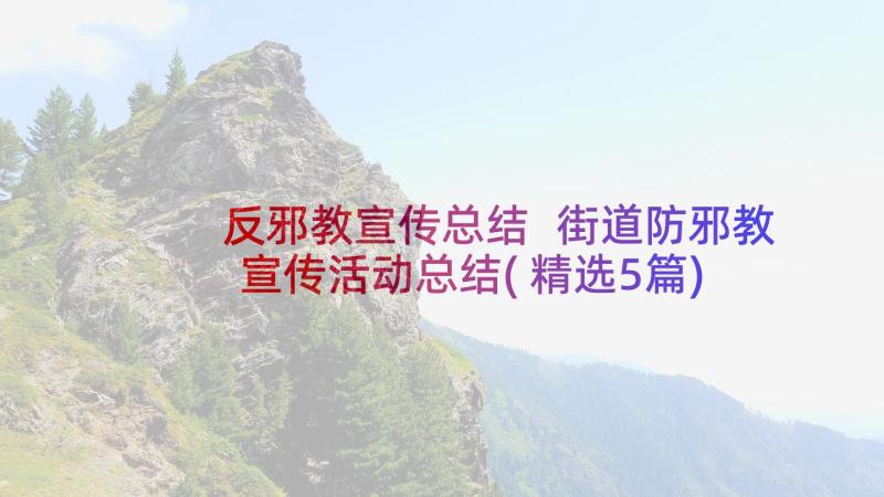 反邪教宣传总结 街道防邪教宣传活动总结(精选5篇)