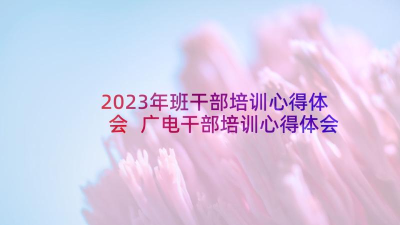 2023年班干部培训心得体会 广电干部培训心得体会(大全10篇)