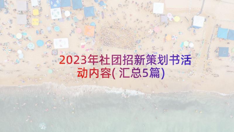 2023年社团招新策划书活动内容(汇总5篇)