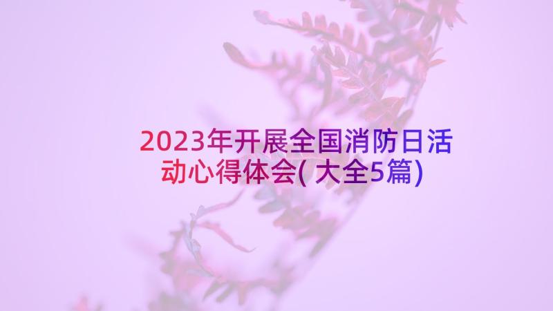 2023年开展全国消防日活动心得体会(大全5篇)