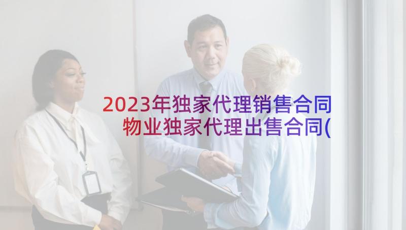 2023年独家代理销售合同 物业独家代理出售合同(精选5篇)