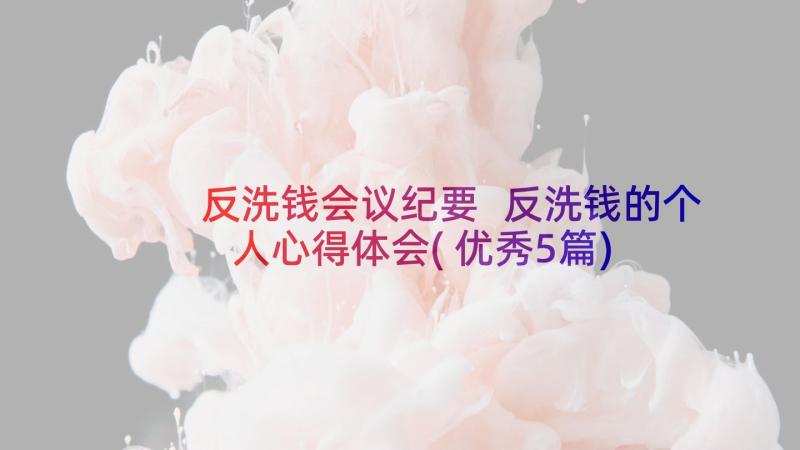 反洗钱会议纪要 反洗钱的个人心得体会(优秀5篇)