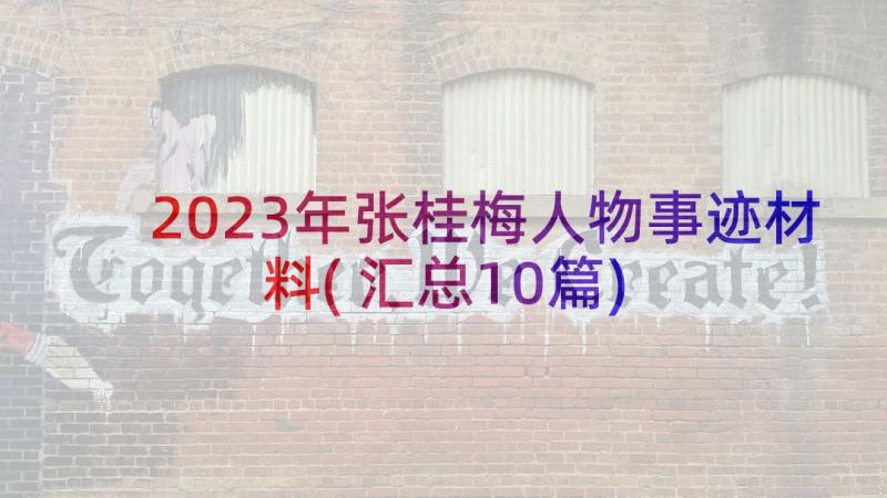 2023年张桂梅人物事迹材料(汇总10篇)