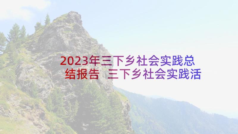 2023年三下乡社会实践总结报告 三下乡社会实践活动总结报告(优质5篇)